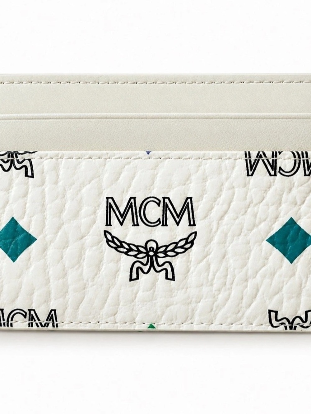 MCM Visetos Original Card Case in White & Black